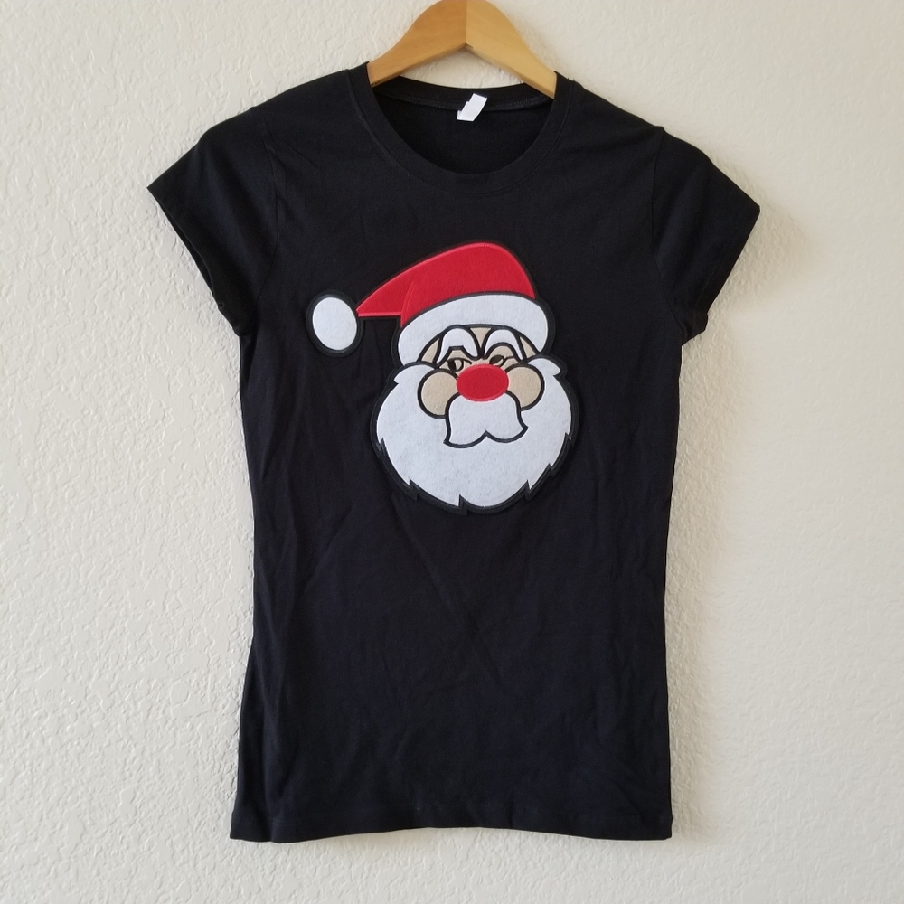 NWOT Reserved Santa Patch Black T Shirt Size Medium
